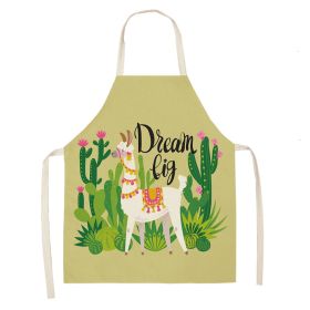 Alpaca Cartoon Cotton Linen Apron Sleeveless Antifouling Kitchen Home Cooking Waist Hanging Neck Kids' Bib (Option: 3-45 X56cm Children)