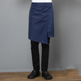 Waiter Half-length Apron Print And Embroidery Printing Embroidery Hotel Kitchen Western Restaurant Chef Work Half Apron (Color: Dark Blue)