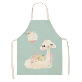 Alpaca Cartoon Cotton Linen Apron Sleeveless Antifouling Kitchen Home Cooking Waist Hanging Neck Kids' Bib (Option: 17-65 X53cm Conventional)