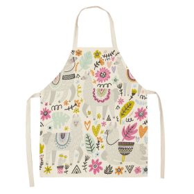 Alpaca Cartoon Cotton Linen Apron Sleeveless Antifouling Kitchen Home Cooking Waist Hanging Neck Kids' Bib (Option: 1-55x68cm)